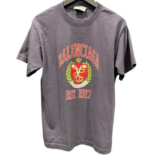 バレンシアガ BALENCIAGA カレッジロゴ半袖Tシャツ ネイビー コットン レディース 半袖Ｔシャツ