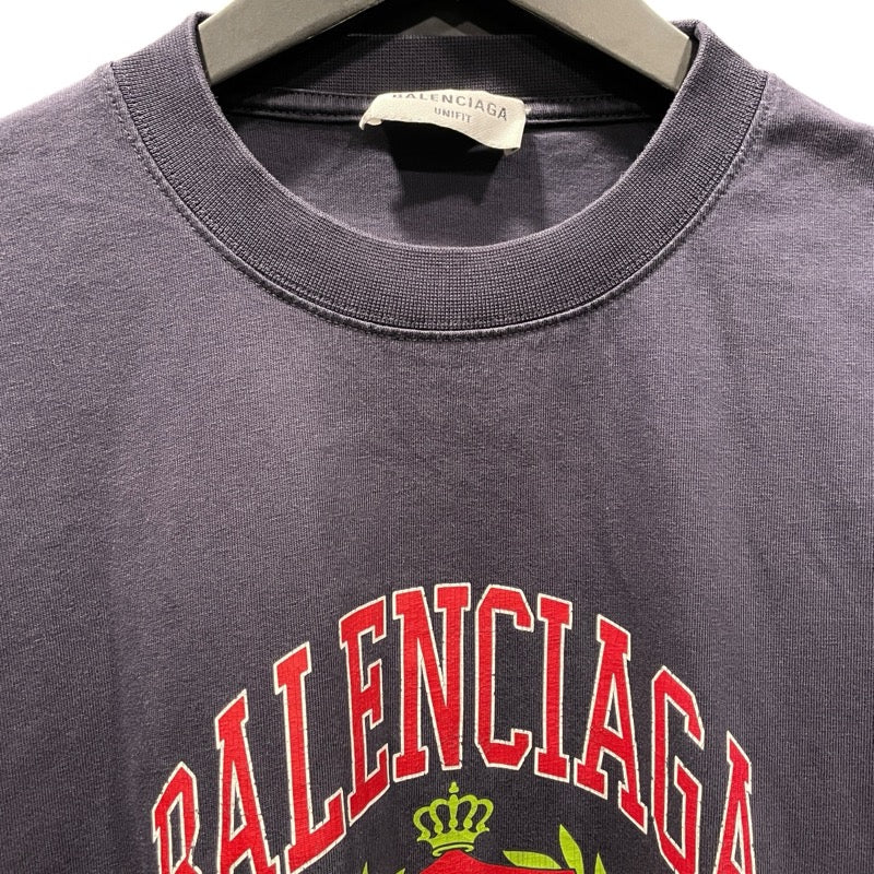 バレンシアガ BALENCIAGA カレッジロゴ半袖Tシャツ ネイビー コットン レディース 半袖Ｔシャツ