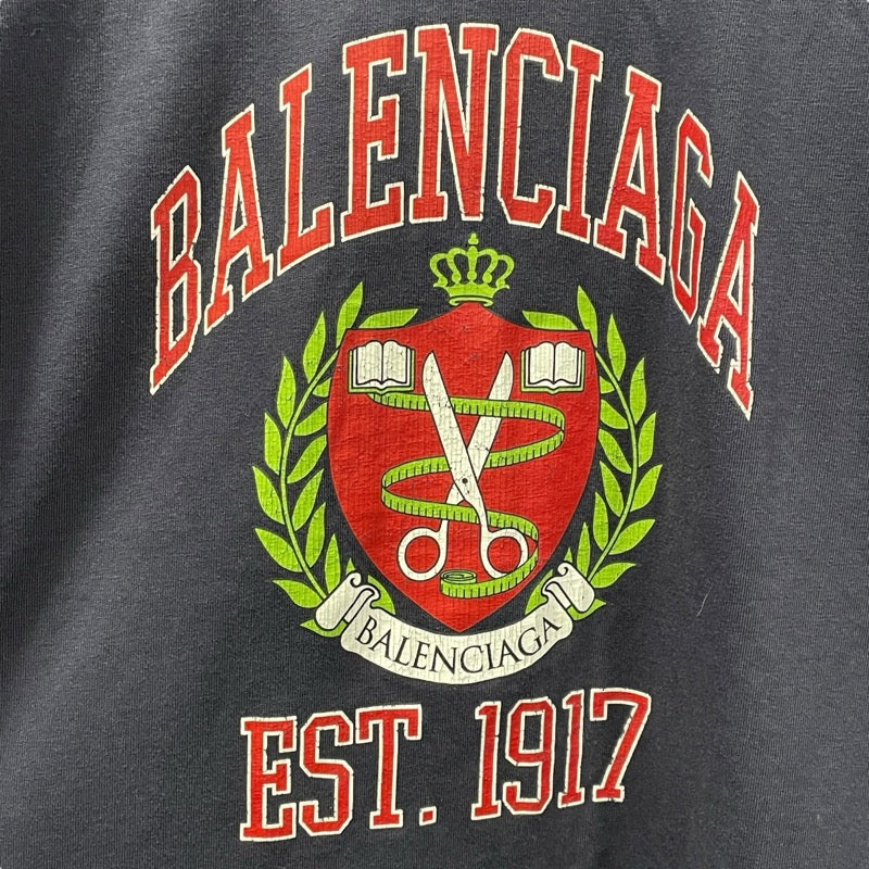 バレンシアガ BALENCIAGA カレッジロゴ半袖Tシャツ ネイビー コットン レディース 半袖Ｔシャツ