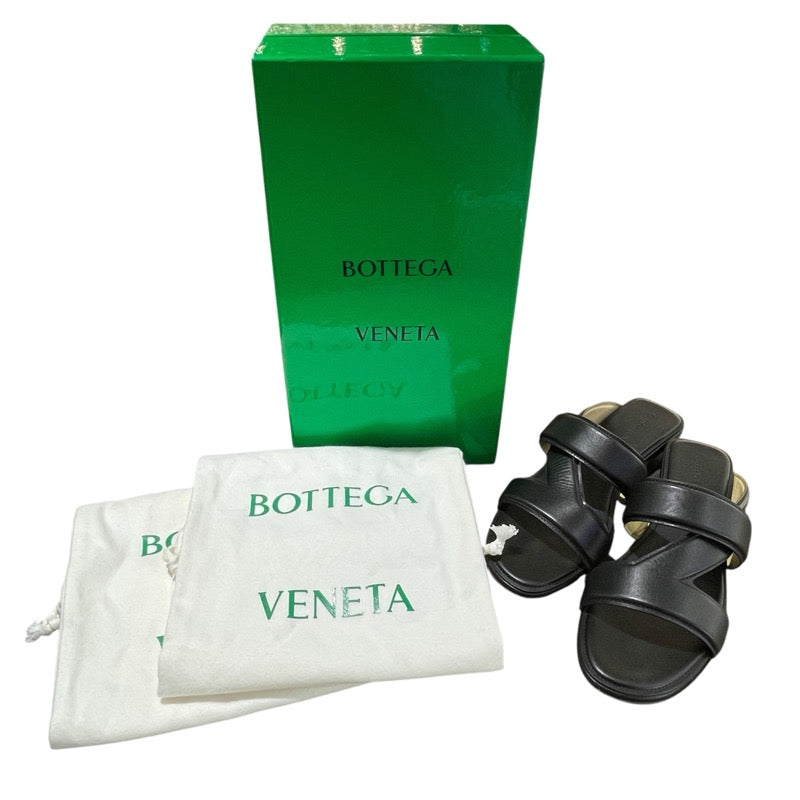 ボッテガ・ヴェネタ BOTTEGA VENETA ザハンドフラック ブラック レザー レディース サンダル