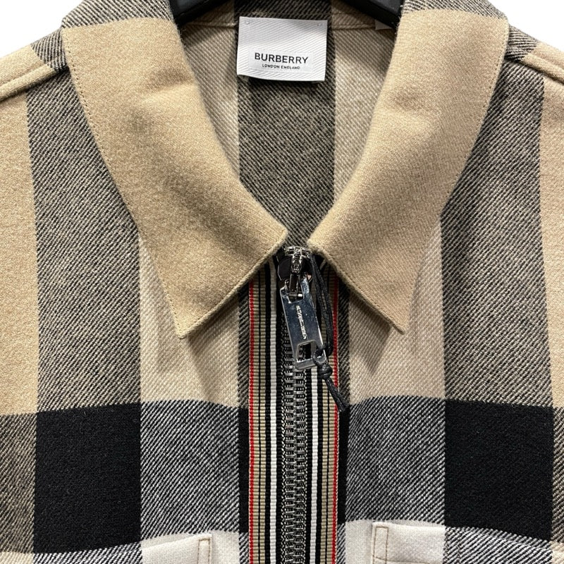 バーバリー BURBERRY チェック柄ジップシャツジャケット ベージュ ウール メンズ その他アウター