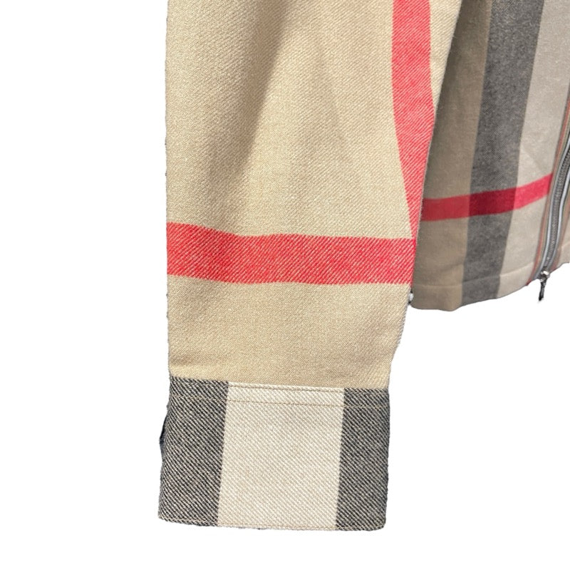 バーバリー BURBERRY チェック柄ジップシャツジャケット ベージュ ウール メンズ その他アウター
