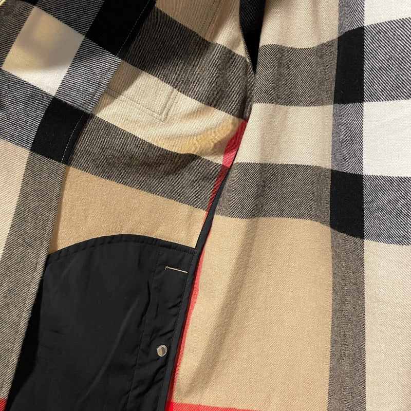 バーバリー BURBERRY チェック柄ジップシャツジャケット ベージュ ウール メンズ その他アウター
