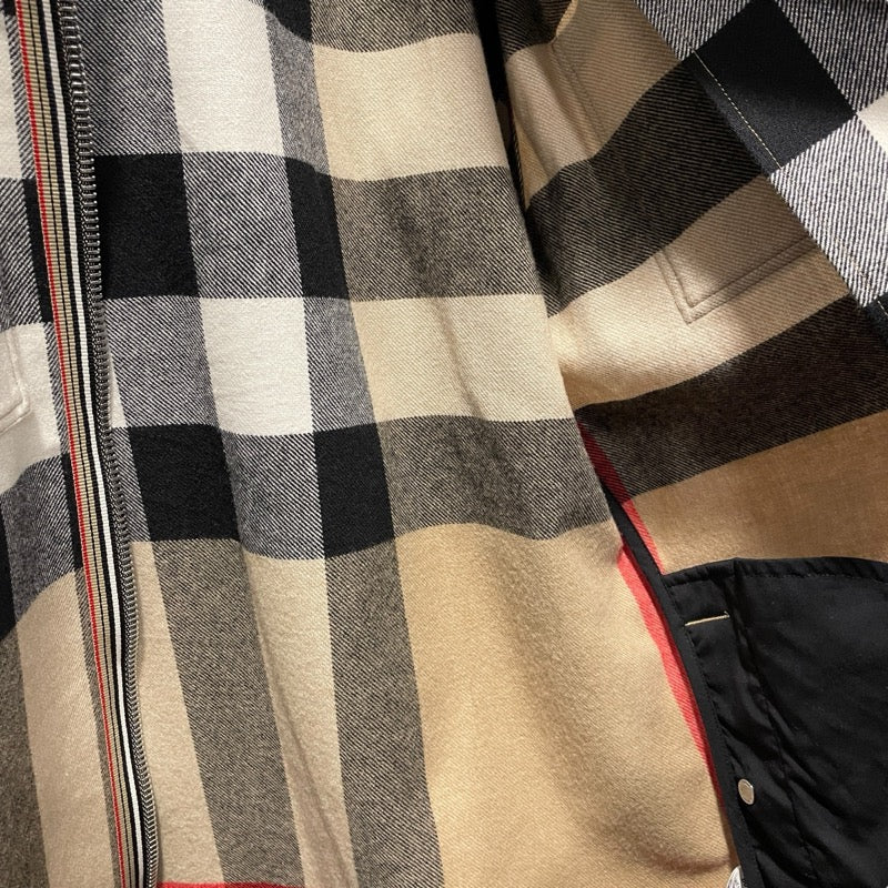 バーバリー BURBERRY チェック柄ジップシャツジャケット ベージュ ウール メンズ その他アウター