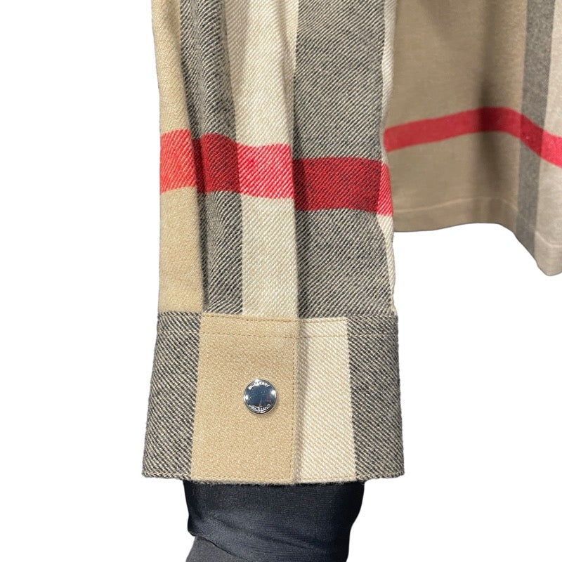 バーバリー BURBERRY チェック柄ジップシャツジャケット ベージュ ウール メンズ その他アウター
