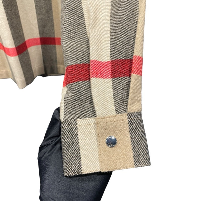 バーバリー BURBERRY チェック柄ジップシャツジャケット ベージュ ウール メンズ その他アウター