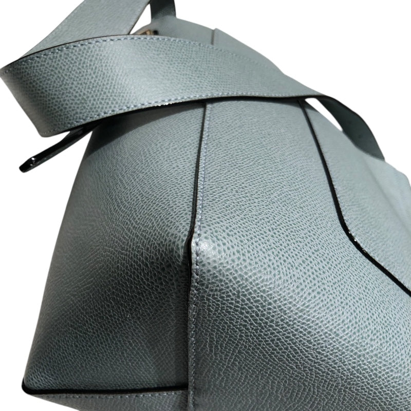 ヴァレクストラ VALEXTRA バケットバッグスモール ブルー　ゴールド金具 レザー レディース ハンドバッグ