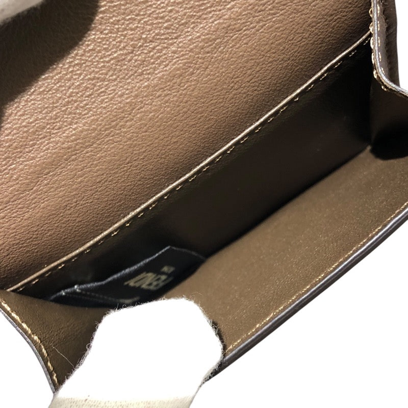 フェンディ FENDI マイクロトリフォールドウォレット 8M0415 ピンク レザー レディース 二つ折り財布