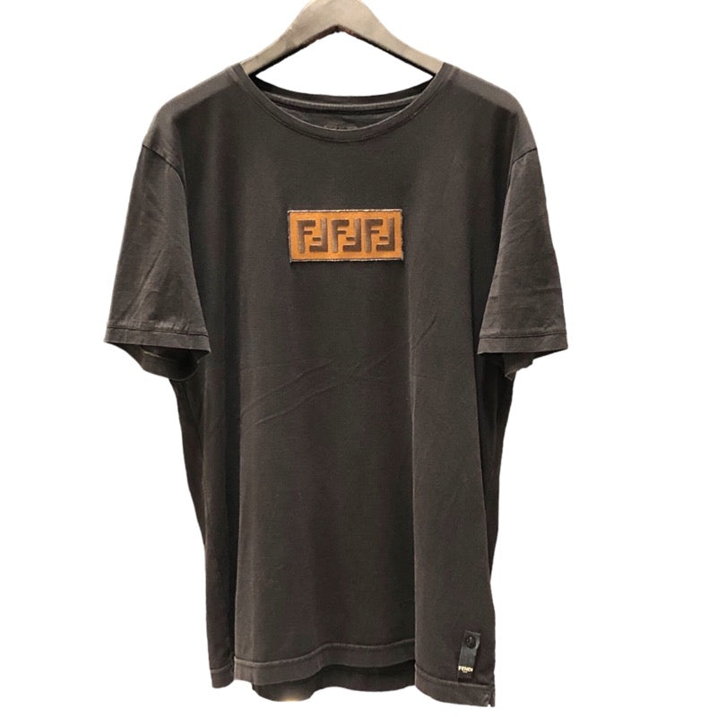 フェンディ FENDI FFボックスロゴ刺繍Tシャツ FY0894 ブラック コットン メンズ 半袖Ｔシャツ