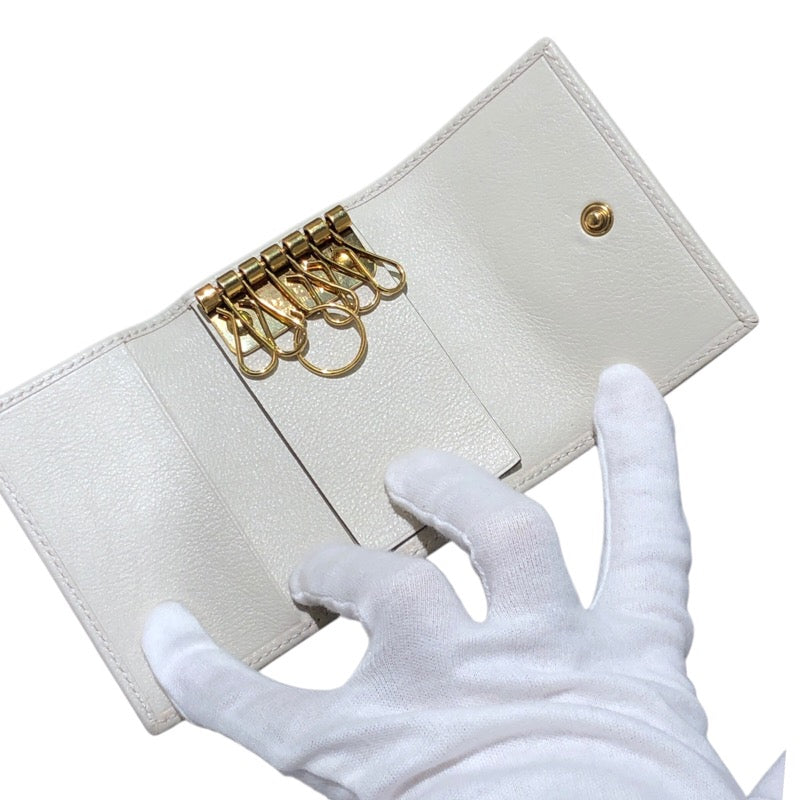 グッチ GUCCI バンブー6連キーケース 658636 アイボリー レザー レディース キーケース