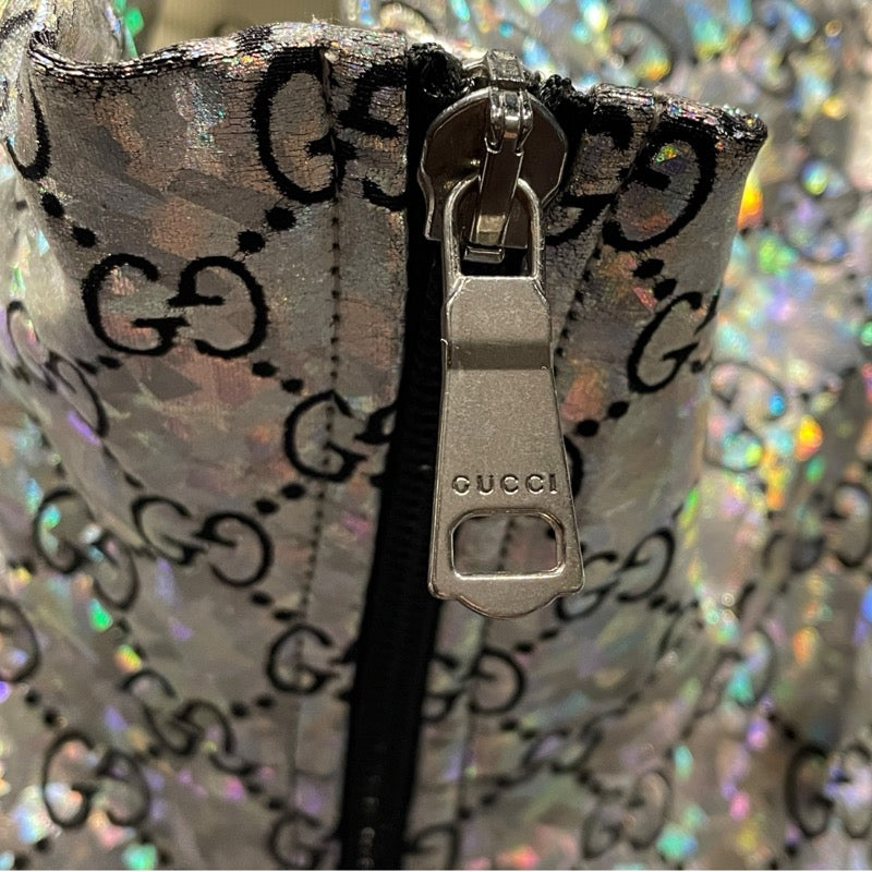 グッチ GUCCI GG総柄メタリックブルゾン シルバー ナイロン メンズ ブルゾン