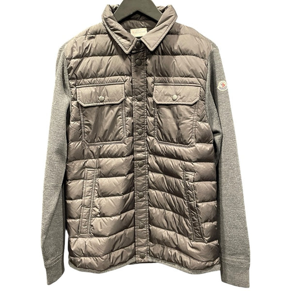 モンクレール MONCLER ニット切替ダウンジャケット グレー ウール メンズ ダウンジャケット