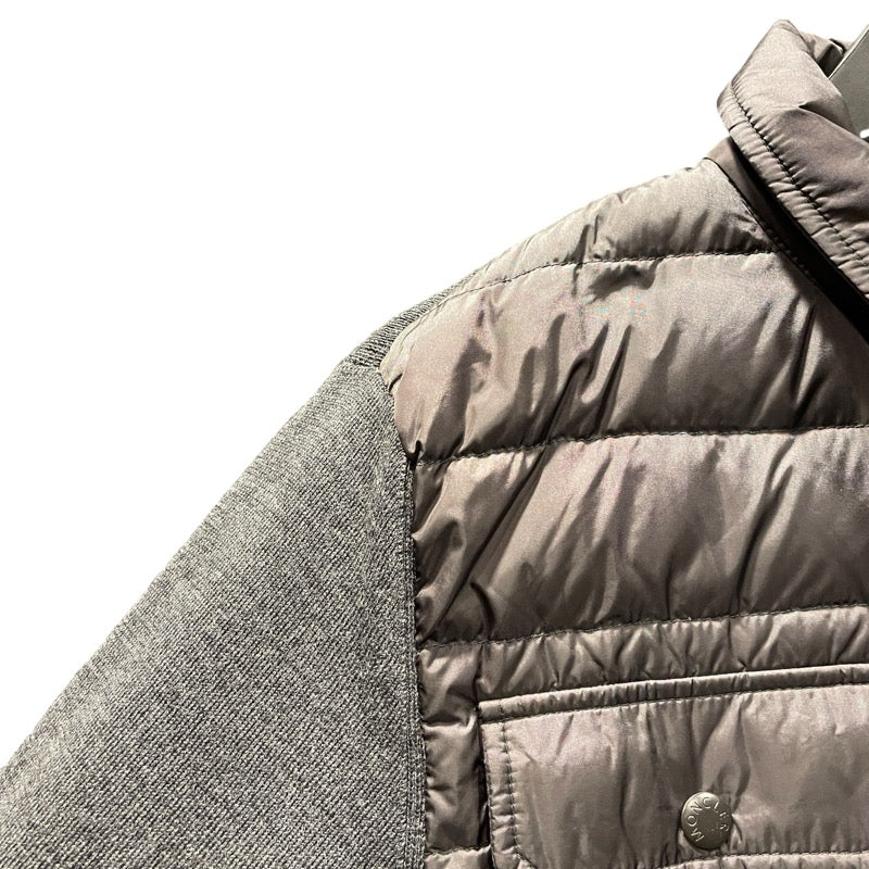 モンクレール MONCLER ニット切替ダウンジャケット グレー ウール メンズ ダウンジャケット