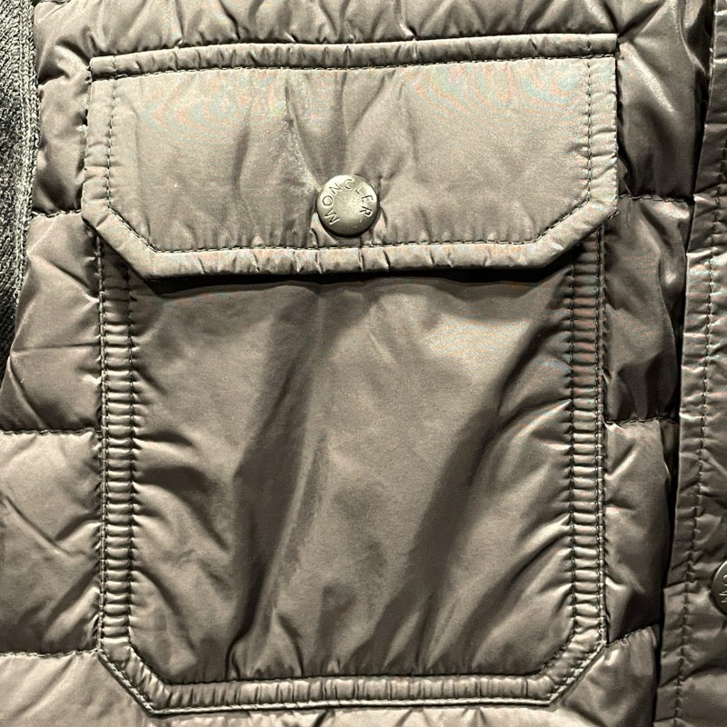 モンクレール MONCLER ニット切替ダウンジャケット グレー ウール メンズ ダウンジャケット
