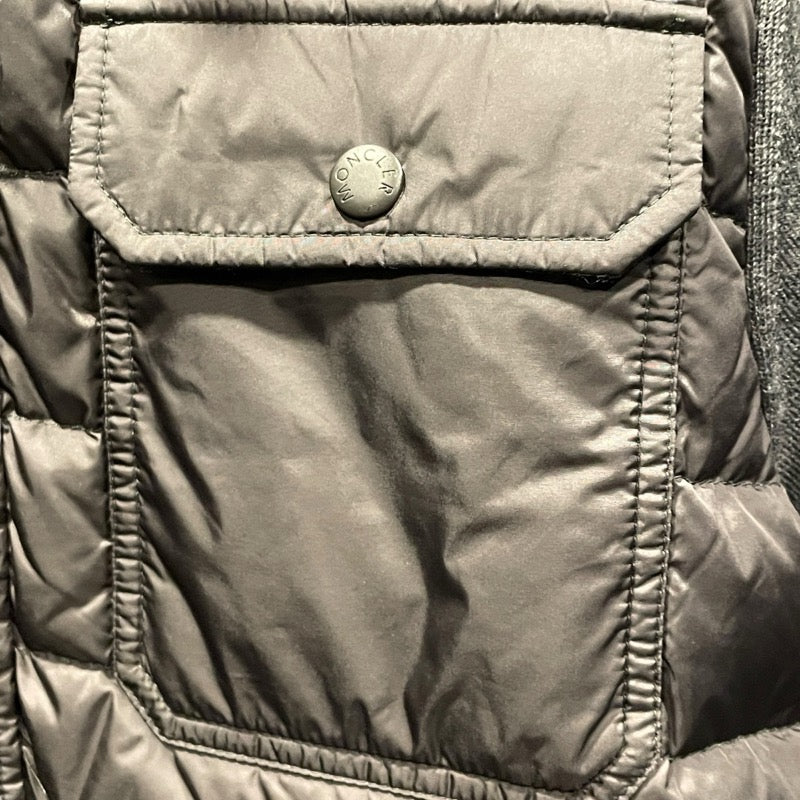 モンクレール MONCLER ニット切替ダウンジャケット グレー ウール メンズ ダウンジャケット