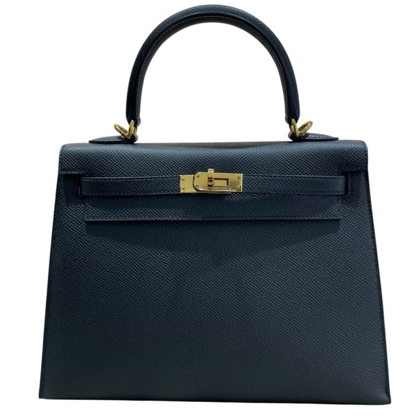 エルメス HERMES ケリー25 外縫い W刻印 ブラック×ゴールド金具 エプソン レディース ショルダーバッグ