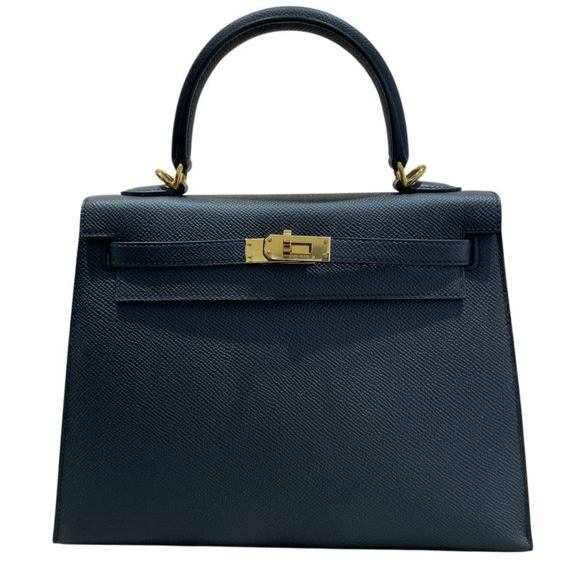 エルメス HERMES ケリー25 外縫い W刻印 ブラック×ゴールド金具 エプソン レディース ショルダーバッグ