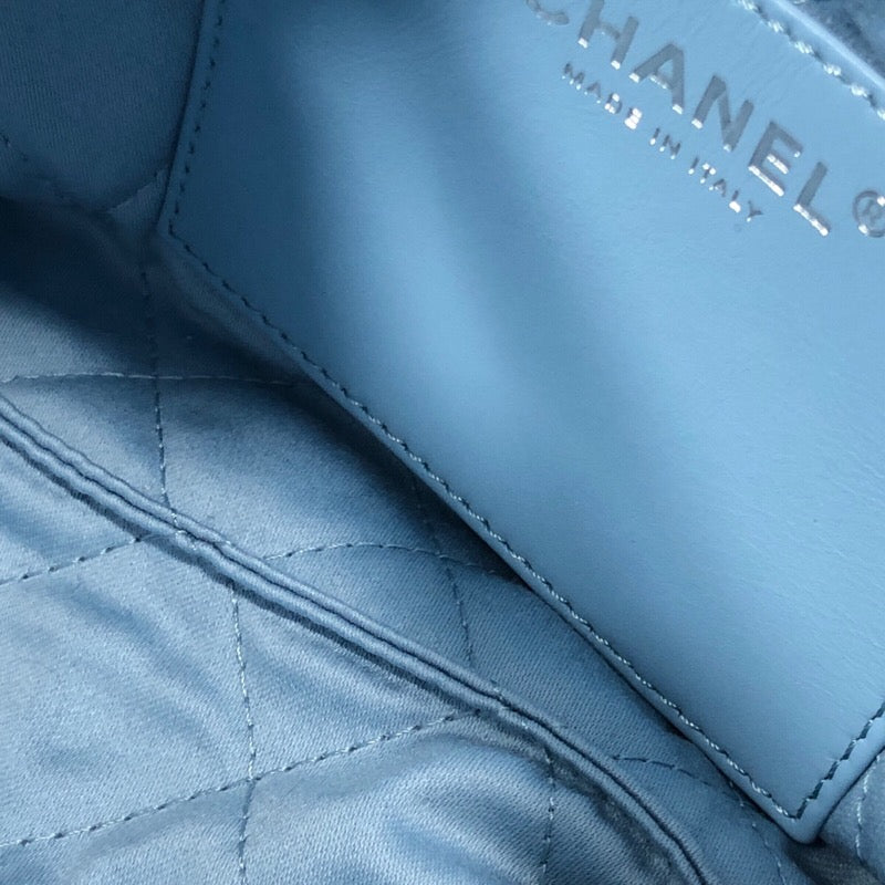 シャネル CHANEL シャネル22 ミニバッグ AS3980 ライトブルー シルバー金具 シャイニーカーフ レディース ショルダーバッグ