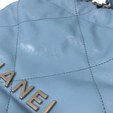 シャネル CHANEL シャネル22 ミニバッグ AS3980 ライトブルー シルバー金具 シャイニーカーフ レディース ショルダーバッグ