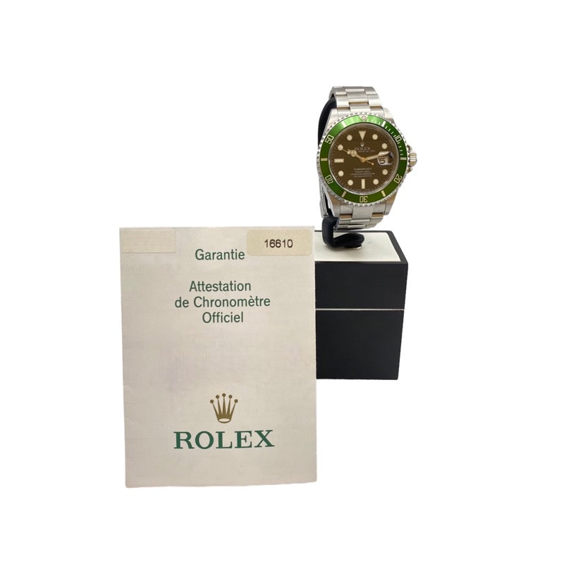 ロレックス ROLEX サブマリーナ ファット4 ビックスイス 16610LV ブラック/シルバー/グリーン SS ステンレススチール 自動巻き メンズ 腕時計