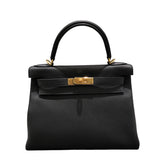 エルメス HERMES ケリー28　内縫い W刻印 ブラック トゴ レディース ハンドバッグ