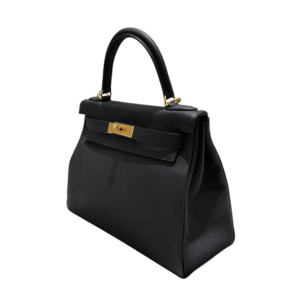 エルメス HERMES ケリー28　内縫い W刻印 ブラック トゴ レディース ハンドバッグ