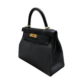 エルメス HERMES ケリー28　内縫い W刻印 ブラック トゴ レディース ハンドバッグ