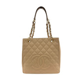 シャネル CHANEL PSTチェーントートバッグ A50994 ベージュ/GD金具 キャビアスキン レディース トートバッグ