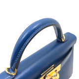 エルメス HERMES ミニケリー2 W刻印 ディープブルー/GD金具 マダム レディース ハンドバッグ