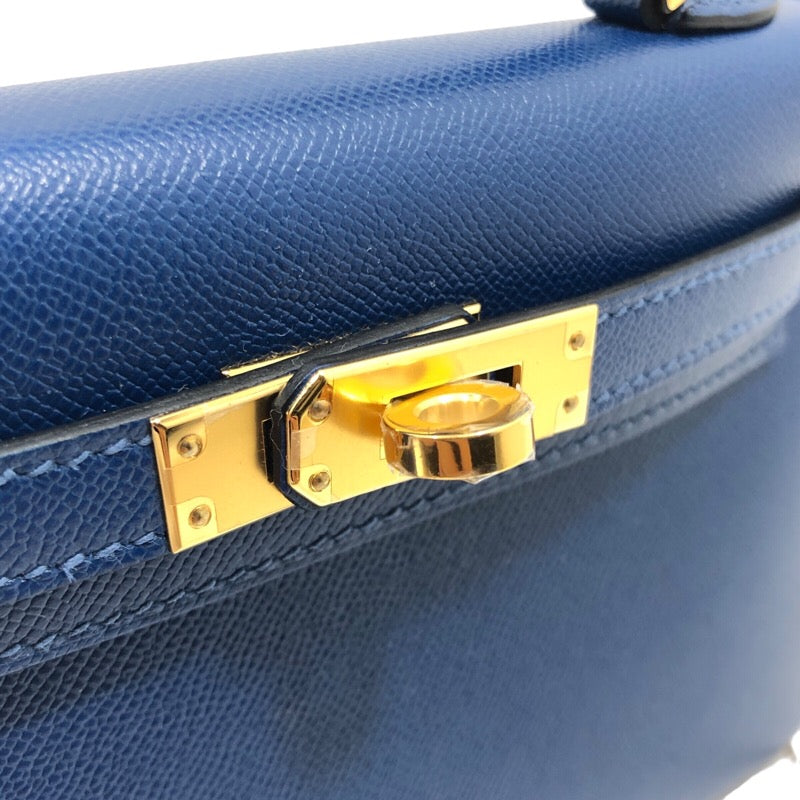 エルメス HERMES ミニケリー2 W刻印 ディープブルー/GD金具 マダム レディース ハンドバッグ