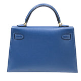 エルメス HERMES ミニケリー2 W刻印 ディープブルー/GD金具 マダム レディース ハンドバッグ