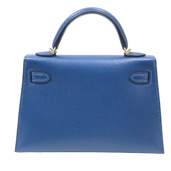 エルメス HERMES ミニケリー2 W刻印 ディープブルー/GD金具 マダム レディース ハンドバッグ