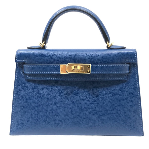 エルメス HERMES ミニケリー2 W刻印 ディープブルー/GD金具 マダム レディース ハンドバッグ