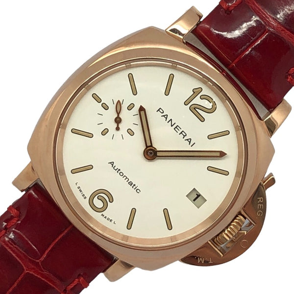 パネライ PANERAI ルミノール ドゥエ PAM01045 ホワイト K18PG/革ベルト 自動巻き メンズ 腕時計