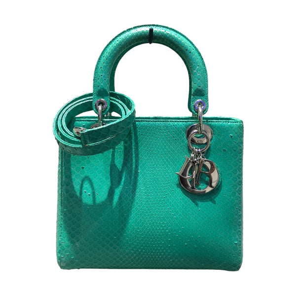 クリスチャン・ディオール Christian Dior レディディオールミディアム グリーン/SV金具 パイソン レディース ショルダーバッグ