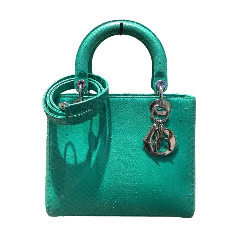 クリスチャン・ディオール Christian Dior レディディオールミディアム グリーン/SV金具 パイソン レディース ショルダーバッグ