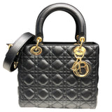 クリスチャン・ディオール Christian Dior レディディオールミディアム ブラック ラム/カナージュ レディース ショルダーバッグ