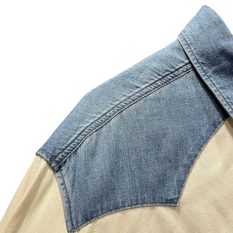セリーヌ CELINE デニム切替ウエスタンシャツ 2T227362M アイボリー コットン メンズ 長袖シャツ