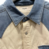セリーヌ CELINE デニム切替ウエスタンシャツ 2T227362M アイボリー コットン メンズ 長袖シャツ