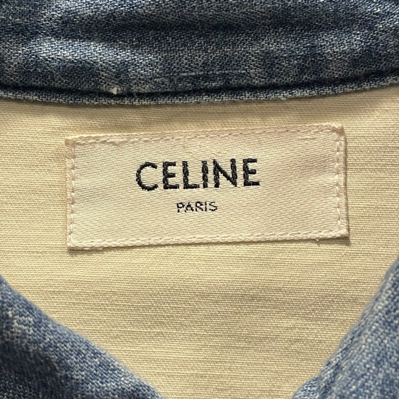 セリーヌ CELINE デニム切替ウエスタンシャツ 2T227362M アイボリー コットン メンズ 長袖シャツ