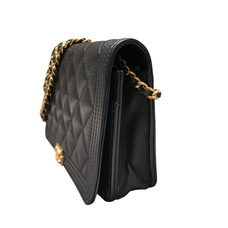 CHANEL シャネル ボーイ チェーンウォレット キャビアスキン ブラック