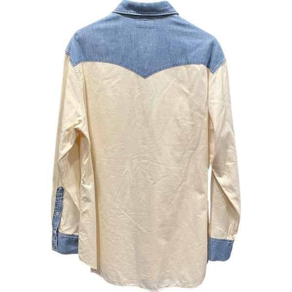 セリーヌ CELINE デニム切替ウエスタンシャツ 2T227362M アイボリー コットン メンズ 長袖シャツ