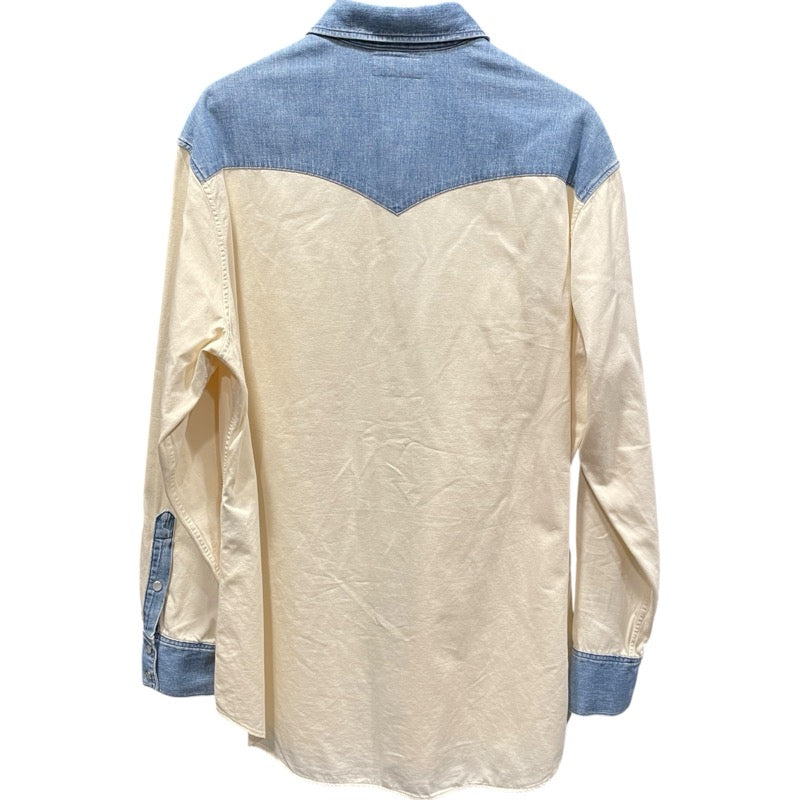 セリーヌ CELINE デニム切替ウエスタンシャツ 2T227362M アイボリー コットン メンズ 長袖シャツ