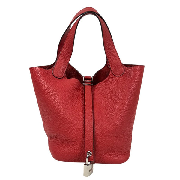 エルメス HERMES ピコタンロックPM X刻 ルージュトマト シルバー金具 トリヨンクレマンス レディース ハンドバッグ