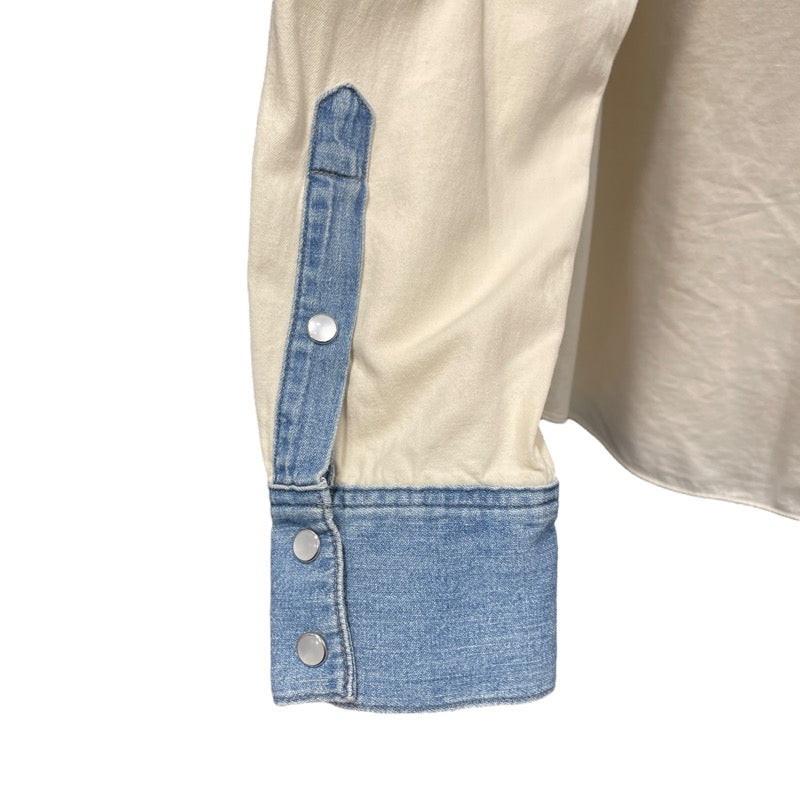 セリーヌ CELINE デニム切替ウエスタンシャツ 2T227362M アイボリー コットン メンズ 長袖シャツ