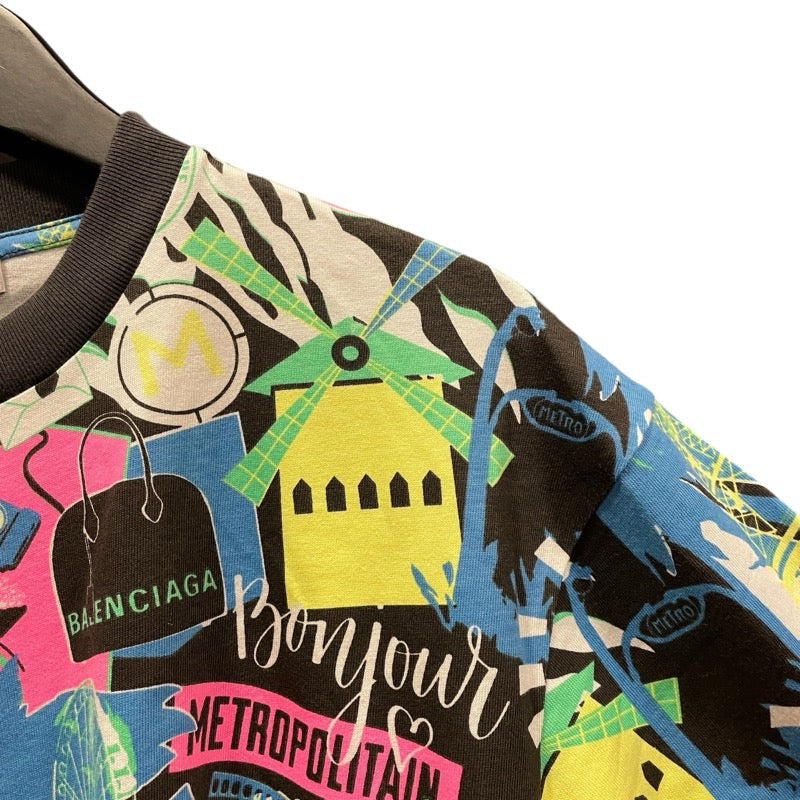 バレンシアガ BALENCIAGA 総柄半袖Tシャツ マルチカラー コットン メンズ 半袖Ｔシャツ