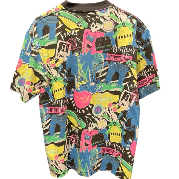 バレンシアガ BALENCIAGA 総柄半袖Tシャツ マルチカラー コットン メンズ 半袖Ｔシャツ