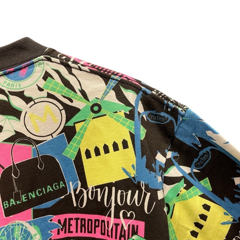 バレンシアガ BALENCIAGA 総柄半袖Tシャツ マルチカラー コットン メンズ 半袖Ｔシャツ