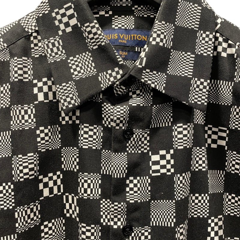 ルイ・ヴィトン LOUIS VUITTON ダミエディストーテッド長袖シャツ HKS71W ブラック コットン メンズ 長袖シャツ