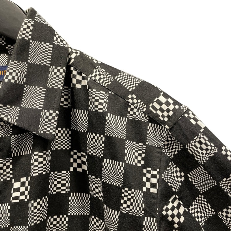 ルイ・ヴィトン LOUIS VUITTON ダミエディストーテッド長袖シャツ HKS71W ブラック コットン メンズ 長袖シャツ